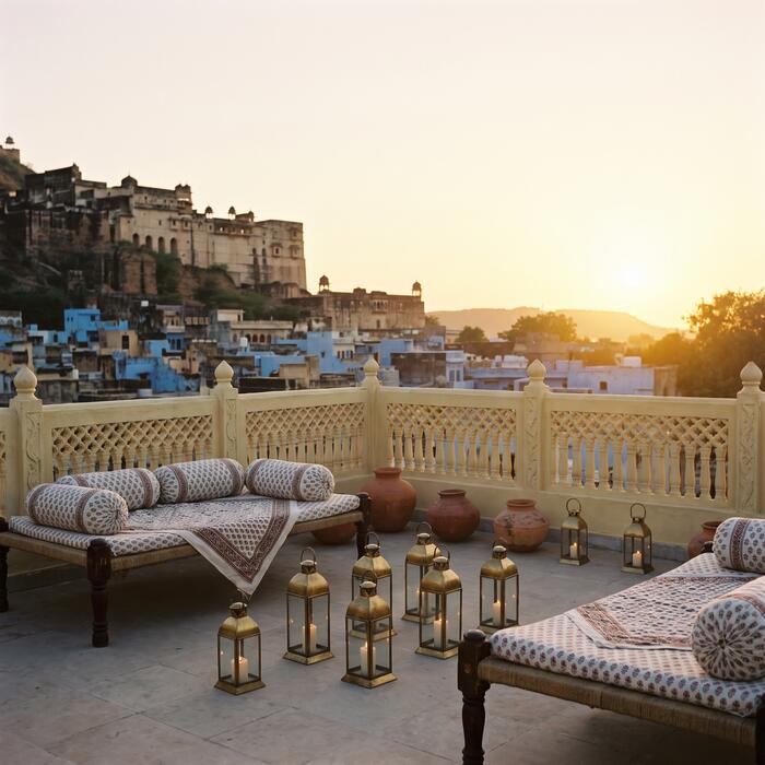 Rooftop terrace at sunset
