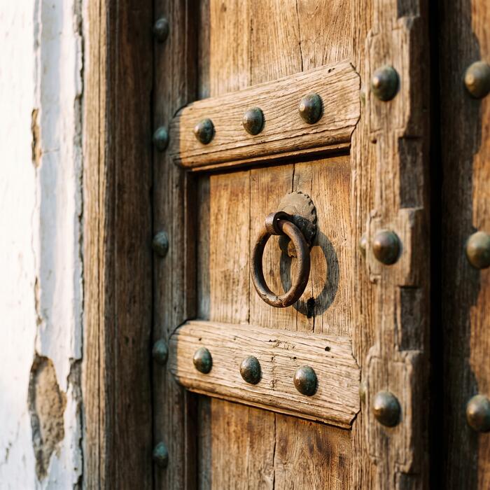 Carved wooden door detail
