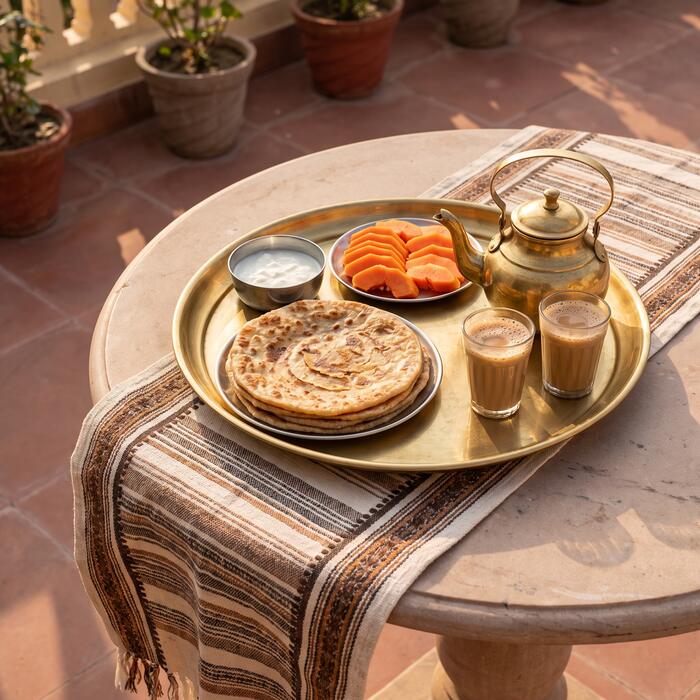 Breakfast laid out on the terrace